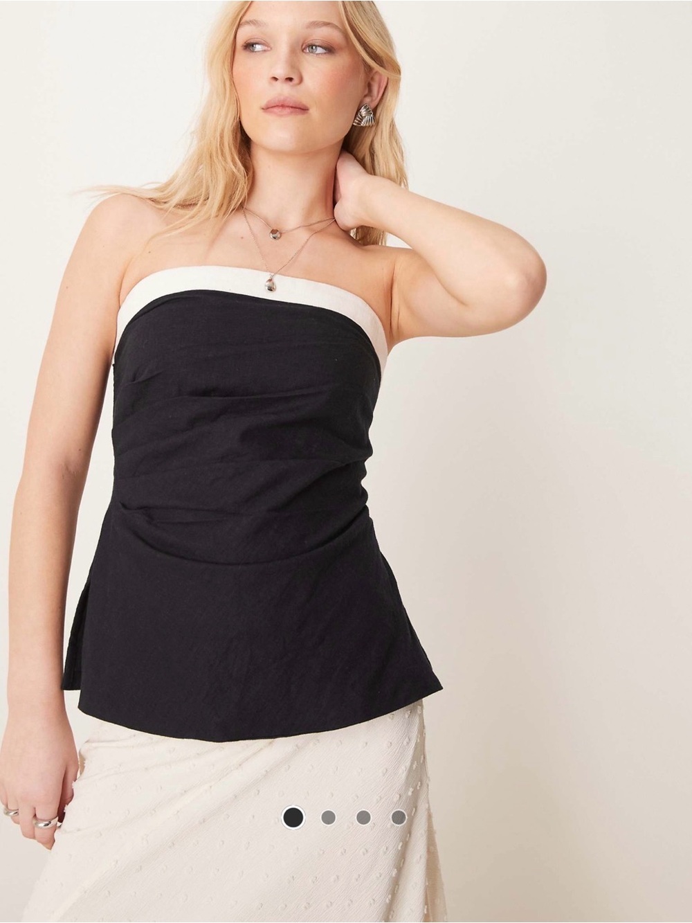Abercrombie & Fitch Black Strapless Top with Ivory Trim